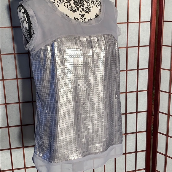 Ann Taylor LOFT silver sequin blouse - Picture 2 of 5